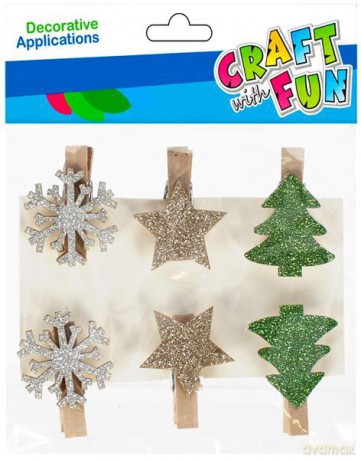 Ozdoba dekoracyjna Boże Narodzenie klamerki mix 6szt. Craft with Fun 521637