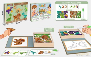 Puzzle magnetyczne Dinozaury + tablica + marker 567416