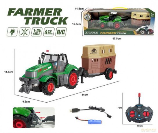 Traktor z przyczepą zdalnie sterowany + efekty świetlne 373717