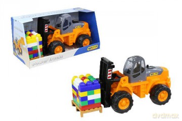Wader-Polesie 36759 Wózek widłowy + klocki Super-mix 30 elementów w pudełku
