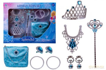 Zimowy zestaw piękności (diadem+kolia+kolczyki+pierścionki+bransoletki+torebka+berło)