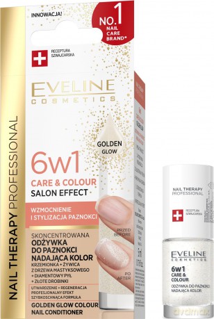 EVELINE Nail Therapy Professional Skoncentrowana Odżywka do paznokci nadająca kolor 6w1 Care&Colour Salon Effect - Golden Glow