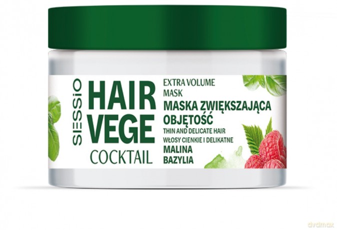 SESSIO Hair Vege Coctail Maska zwiększająca objętość do włosów cienkich i delikatnych - Malina i Bazylia 250ml