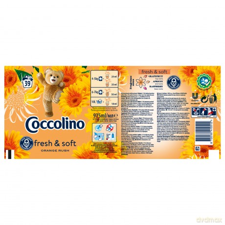 Coccolino Orange Rush Płyn do płukania tkanin o zapachu kwiatów pomarańczy 975 ml