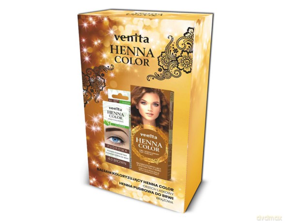 VENITA Zestaw prezentowy dla kobiet (Balsam koloryzujący Orzech Laskowy+Henna pudrowa do brwi)