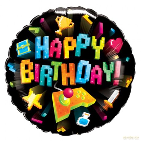 Balon foliowy 18 QL CIRHappy Birthday - Gaming