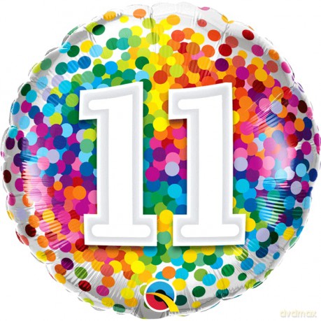 Balon foliowy 18 QL RND Tęczowe konfetti 11