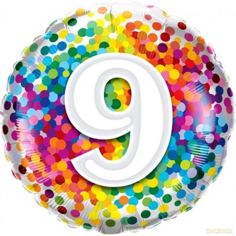 Balon foliowy 18 QL RND Tęczowe konfetti 9
