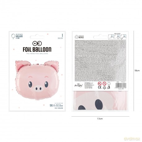 Balony foliowe świnka 56x52cm 138458