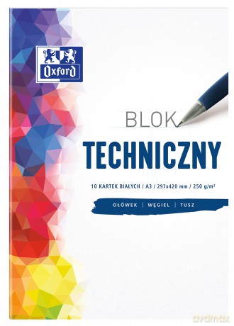 Blok Tech. A3/10 Biały Oxford 250g
