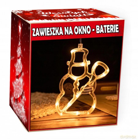 Dekoracja w okno świecąca led 22x22cm (na baterie)- bałwan NT2461
