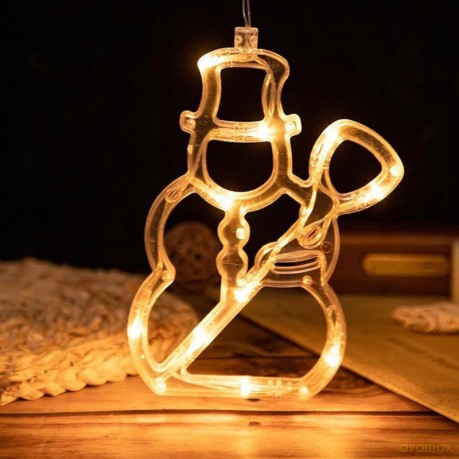 Dekoracja w okno świecąca led 22x22cm (na baterie)- bałwan NT2461