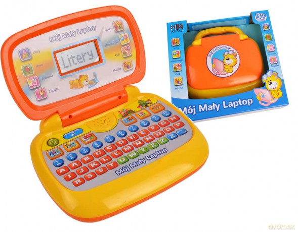 Laptop edukacyjny o wym. 24x22x6cmzekranem LCD DZ-4603 6x3cm, wersja polskojęzyczna, 8 programów