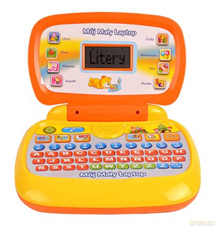 Laptop edukacyjny o wym. 24x22x6cmzekranem LCD DZ-4603 6x3cm, wersja polskojęzyczna, 8 programów