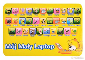 Laptop edukacyjny o wym. 24x22x6cmzekranem LCD DZ-4603 6x3cm, wersja polskojęzyczna, 8 programów