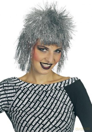 Peruka Punk Glitter srebrna