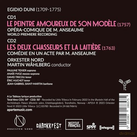 Duni: Le Peintre Amoureux De Son Modele Les Deux Chasseurs Et La Laitiere Orkester Nord Wahlberg (digipack) [2CD]