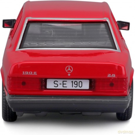 Model metalowy Mercedes Benz 190E 1987 1/24 czerwony