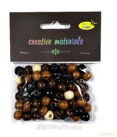 Koraliki drewniane naturalny mix 10mm 25g