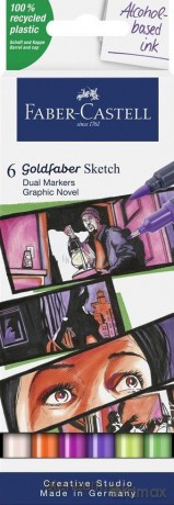 Pisak dwustronny Goldfaber Sketch graphic 6 kol.