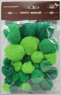 Pompony tonacyjne zielone 15-40mm 30szt
