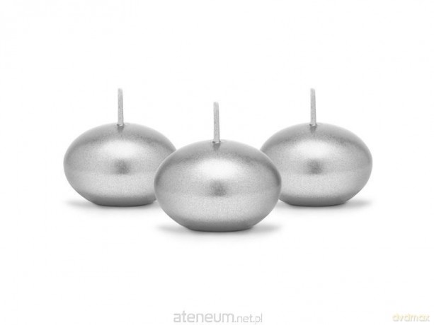 Świeca pływająca Dysk srebrna 4cm 50szt