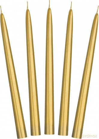 Świeca stożkowa złota 24cm 10szt
