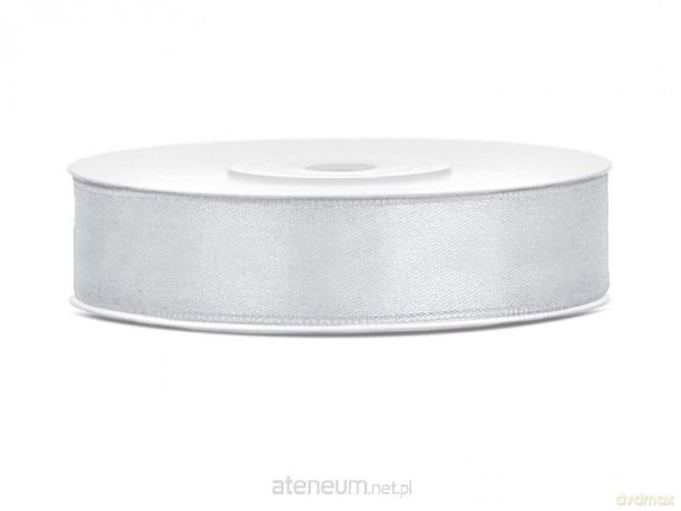 Tasiemka satynowa srebrny 12mm/25m