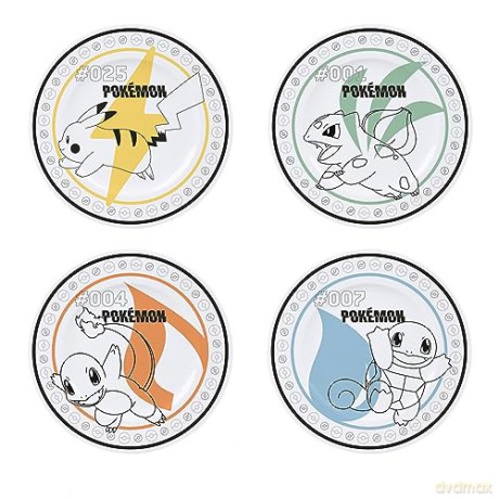 POKEMON - Set of 4 Plates - Starters + Pikachu