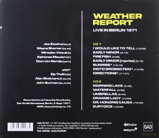 Weather Report: Live In Berlin 1971 [CD]