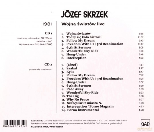 Józef Skrzek: Wojna Światów Live [CD]
