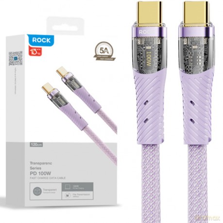ROCK Z21 Kabel USB-C do USB-C QC VOOC 100W 1,2m Fioletowy