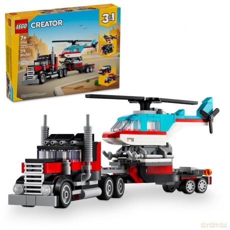 LEGO Creator Ciężarówka z platformą i helikopterem (31146) [KLOCKI]