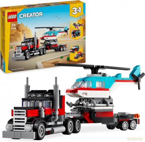LEGO Creator Ciężarówka z platformą i helikopterem (31146) [KLOCKI]