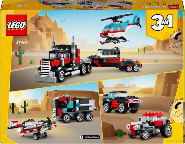 LEGO Creator Ciężarówka z platformą i helikopterem (31146) [KLOCKI]