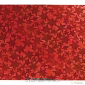 Karton holograficzny czerwony gwiazdy 25x35cm ark