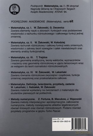 Matematyka. Definicje, twierdzenia, przykłady, zadania - W. Żakowski, I. Nabiałek, W. Leksiński [KSIĄŻKA]