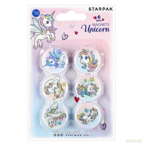 Magnes kolorowy unicorn 30mm 6 sztuk