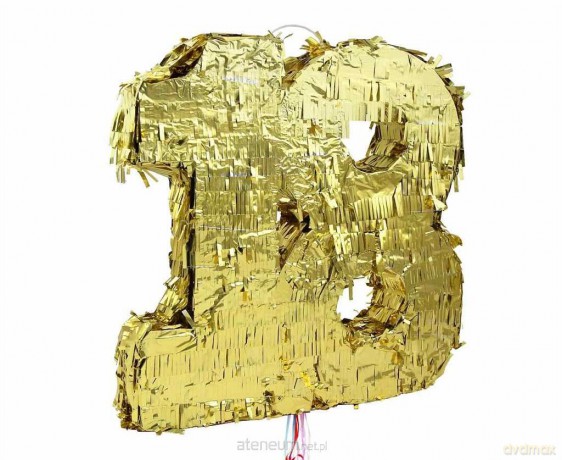 Piniata cyfra 18 metaliczna złota 50x40.5x8cm