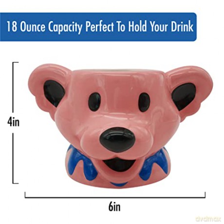 Grateful Dead: Dancing Bear Molded Head Ceramic Kubek 500Ml (Pink)
