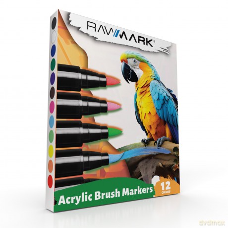 Markery brush akrylowe RAWMARK 12kolorów