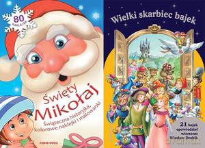 Pakiet mikołajkowy: Wielki skarbiec bajek, Święty mikołaj kolorowe naklejki - Wiesław Drabik [KSIĄŻKA]
