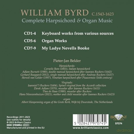 Pieter-Jan Belder: Byrd: Complete Harpsichord And Organ Music [9CD]