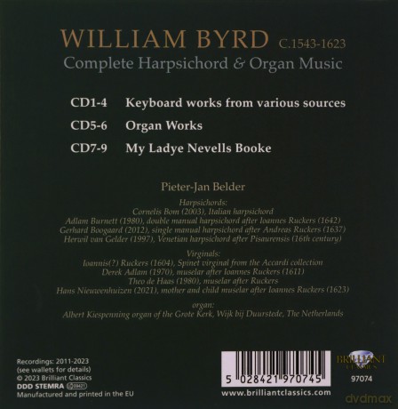 Pieter-Jan Belder: Byrd: Complete Harpsichord And Organ Music [9CD]