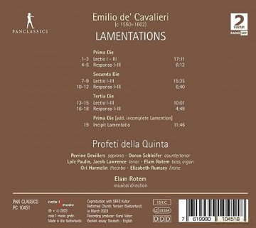 Profeti Della Quinta: Emilio De Cavalieri: Lamentationes [CD]