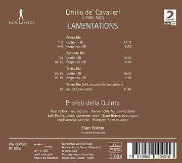 Profeti Della Quinta: Emilio De Cavalieri: Lamentationes [CD]