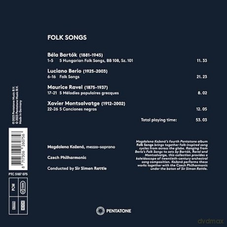 Magdalena Kozena & Czech Philharmonic & Sir Simon Rattle: Folk Songs [CD]