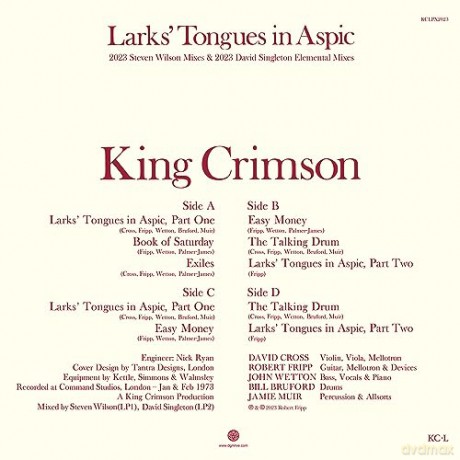 King Crimson: Larks Tongues In Aspic (2023 Steven Wilson Mixes & 2023 David Singleton Elemental Mixes) [2xWinyl]