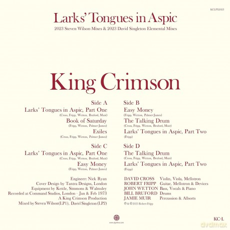 King Crimson: Larks Tongues In Aspic (2023 Steven Wilson Mixes & 2023 David Singleton Elemental Mixes) [2xWinyl]