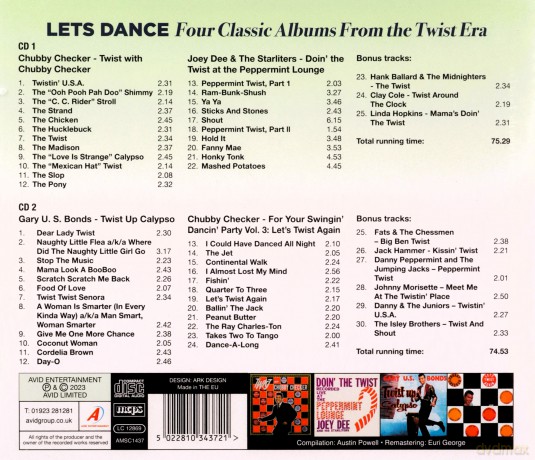 Chubby Checker & Joey Dee & The Starliters & Gary U.S. Bonds: Lets Dance - Four Classic Albums From The Twist Era (Twist With Chubby Checker / Doin The Twist At The Peppermint Lounge / Twist Up Calypso / For Your Swingin Dancin Party Vol. 3: Lets Twist Ag